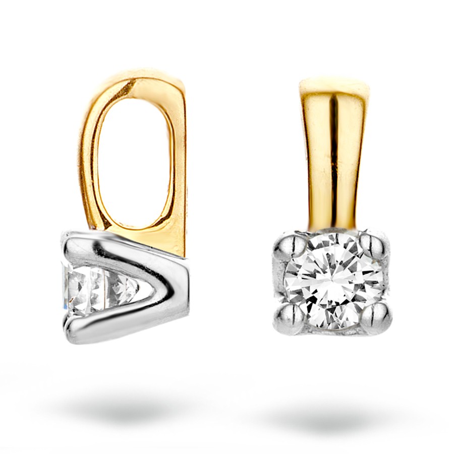 Blush hanger 14k geelgoud met briljant geslepen diamant.