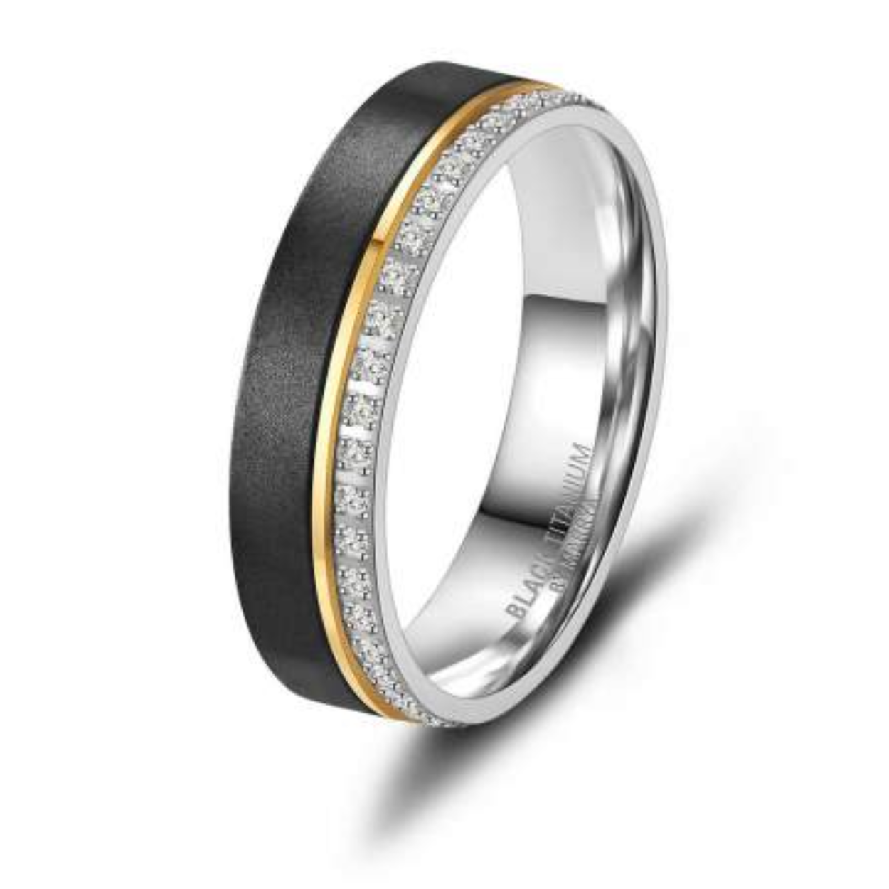 Marrya Black Titanium ring met zirkonia steen D-BT-02-57