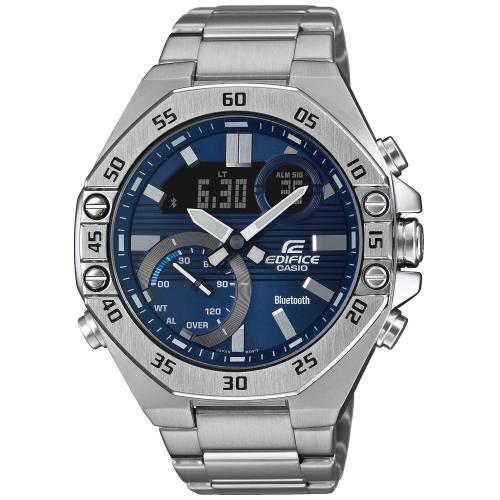 Bluetooth® Smart
Het horloge is met een energiebesparende Bluetooth®-technologie uitgerust, die met een druk op de knop energiezuinige gegevensuitwisseling biedt. Via Bluetooth® kan het horloge draadloos met de smartphone worden verbonden, waardoor diverse handige functies toegankelijk worden.
Smartphone time
Super-Auto LED Light
Zodra het omgevingslicht verzwakt zorgt een draai met uw pols er voor dat de display van het horloge vooral helder en kleurrijk verlicht wordt.
Neo-display
De wijzers en/of de index hebben een fluorescerend laagje en lichten in het donker op als het horloge daarvoor was blootgesteld aan een lichtbron.
Wereldtijden
De wereldklokfunctie geeft de tijd in maximaal 29 verschillende tijdzones weer.
Stopwatchfunctie - 1/1000 sec. - 24 uur
Verstreken tijd, tussentijd en eindtijd worden gemeten met een precisie van 1/1000 sec. Het horloge kan tijden van max. 24 uur.
Geheugen rondetijd 200
Eindtijd, rondetijd en tussentijd kunnen in dit geheugen met de datum worden opgeslagen en later worden getoond. Een dataset bestaat uit: datum, eindtijd, rondetijd en tussentijd. Het geheugen heeft genoeg ruimte om 200 datasets van dit type op te slaan.
Timer - 1/1 sec. - 24 uur
Voor wie het precies wil weten: de countdown-timers helpen u te herinneren aan speciale of terugkerende gebeurtenissen door op het ingestelde tijdstip een akoestisch signaal af te geven. De tijd kan in een secondepuls en tot maximaal 24 uur vooraf worden ingesteld.
Schedule-Timer
5 alarmen per dag
Het dagelijks alarm herinnert met een akoestisch signaal op de ingestelde tijd aan terugkerende gebeurtenissen. Dit model heeft 5 onafhankelijke alarmen als flexibele geheugensteuntjes voor belangrijke afspraken.
Phone Finder
Smartphone kwijt? Eén druk op de knop op het horloge is voldoende: de smartphone geeft een alarmsignaal.
Airplane-functie (Offline-modus)
Met een druk op de knop schakelt het horloge over op de offline-modus. Zo kan de ontvangst van radio- of GPS-signalen in een vliegtuig gedurende de reis worden uitgeschakeld.
Knopgeluiden aan/uit
De knopgeluiden kunnen met de modusknop naar wens worden uitgeschakeld. Na uitschakeling hoort u geen pieptoon meer wanneer u van de ene functie naar de andere schakelt. Ingestelde alarmen of countdowntimers zijn na uitschakeling van de knopgeluiden nog wel actief.
Weergave van de dag in verschillende talen
De naam van de dag kan in verschillende talen worden getoond.
Automatische kalender
Als de automatische kalender eenmaal is ingesteld, wordt altijd de juiste datum weergegeven.
12/24-uurs tijdweergave
De tijd kan in 12-uurs of 24-uurs formaat worden getoond.
Mineraalglas
Het geharde mineraalglas zorgt ervoor dat het horlogeglas niet snel beschadigd.
Massieve roestvrijstalen kast
Massief edelstalen armband
Hard, duurzaam en elegant: de massief edelstalen armband is een hoogwaardige klassieker voor horloges.
Veiligheidssluiting
Daarop kun je vertrouwen: de armband van dit horloge is met een speciale sluiting uitgerust die het per ongeluk openen verhindert.
2 jaar - 1 batterij
De batterij kan het horloge ca. 2 jaar van stroom voorzien.
Classificatie waterbestendigheid (10 bar)
Perfect voor zwemmen en snorkelen: het horloge is waterbestendig tot 10 bar (ISO 22810).
Afmetingen (H x B x D)
51mm x 48,5mm x 12,5mm
Gewicht
ca. 167 g