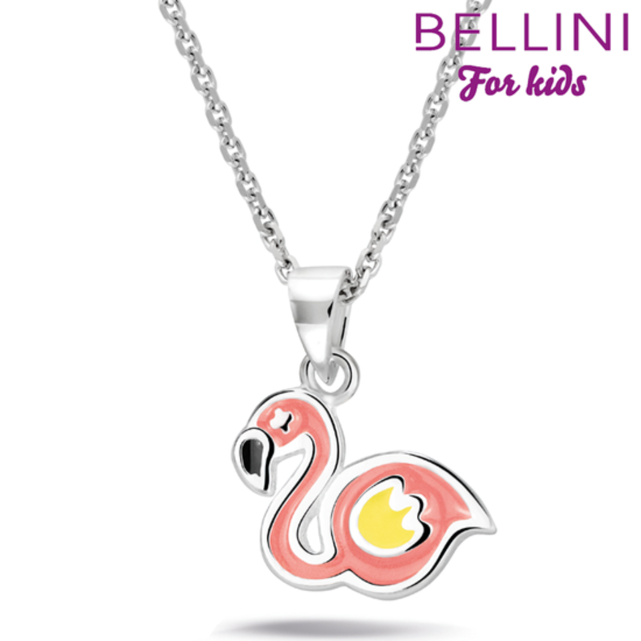 Zilveren hanger flamingo (incl. collier)

De gehele Bellini collectie is gemaakt van het eerste gehalte zilver (925) en voorzien van zirkonia's of vrolijk gekleurd emaille. 