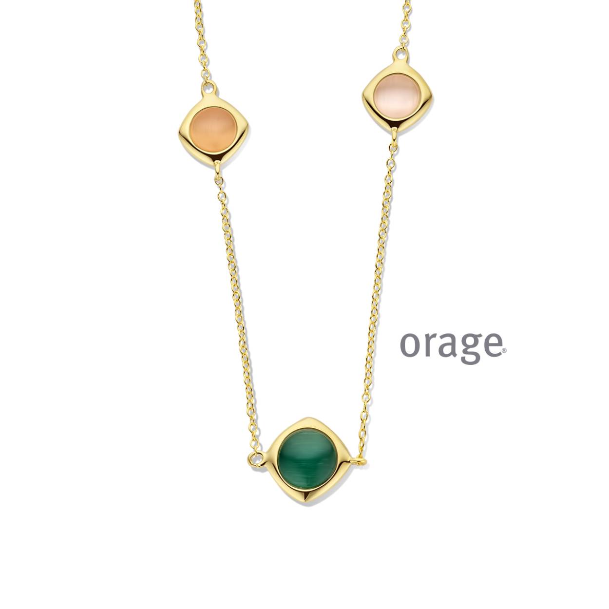 Orage Collier Verguld groen 
