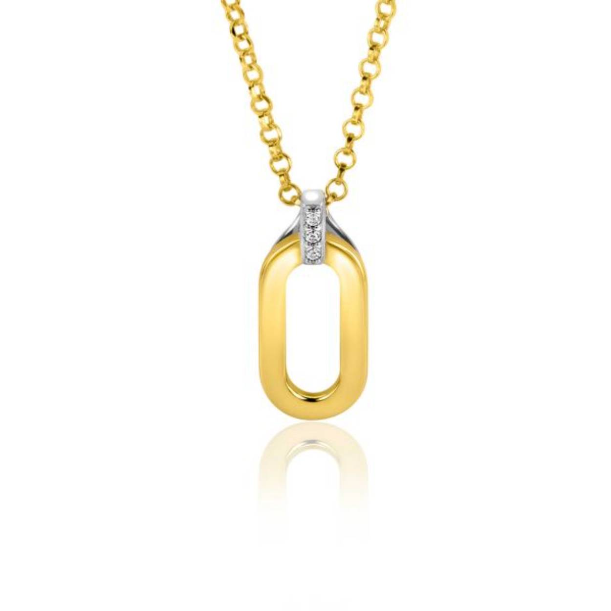 zilveren zinzi hanger met zirkonia en geelgoud verguld. exclusief ketting