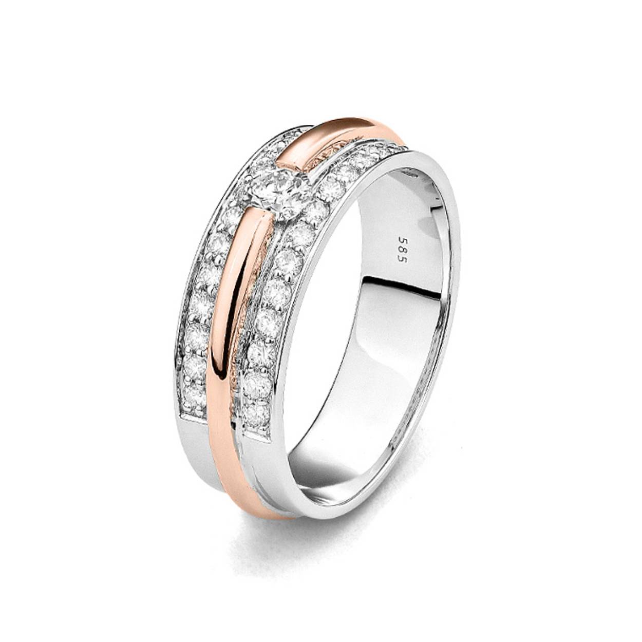 Geel met witgouden ring briljant bi-co, 0.80crt,g/si Facet R1180300EBA
let op ring is geel met wit goud.