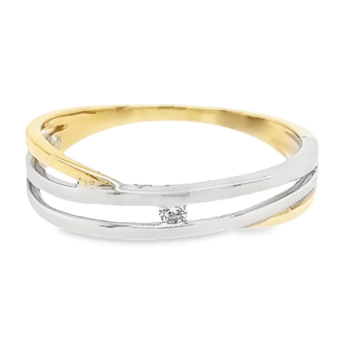Bicolor gouden ring met Diamant 0,02 karaat
