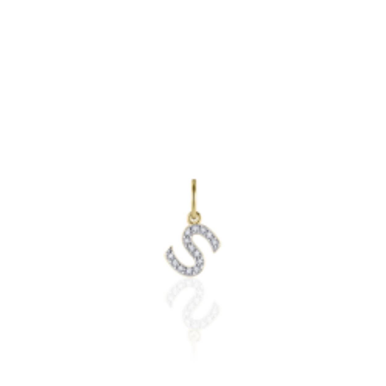letter S | zilver goldplated | zirkonia's