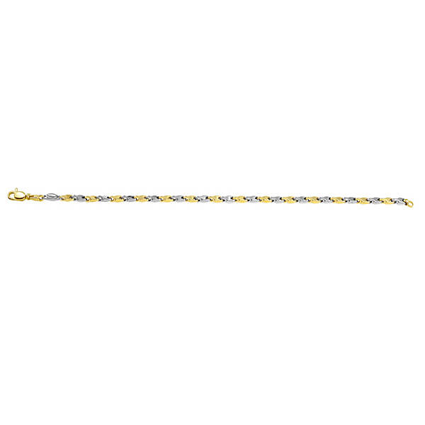 Deze prachtige 14 karaat gouden bicolor Monzario armband is 19 cm. Tevens bijpassende collier leverbaar.