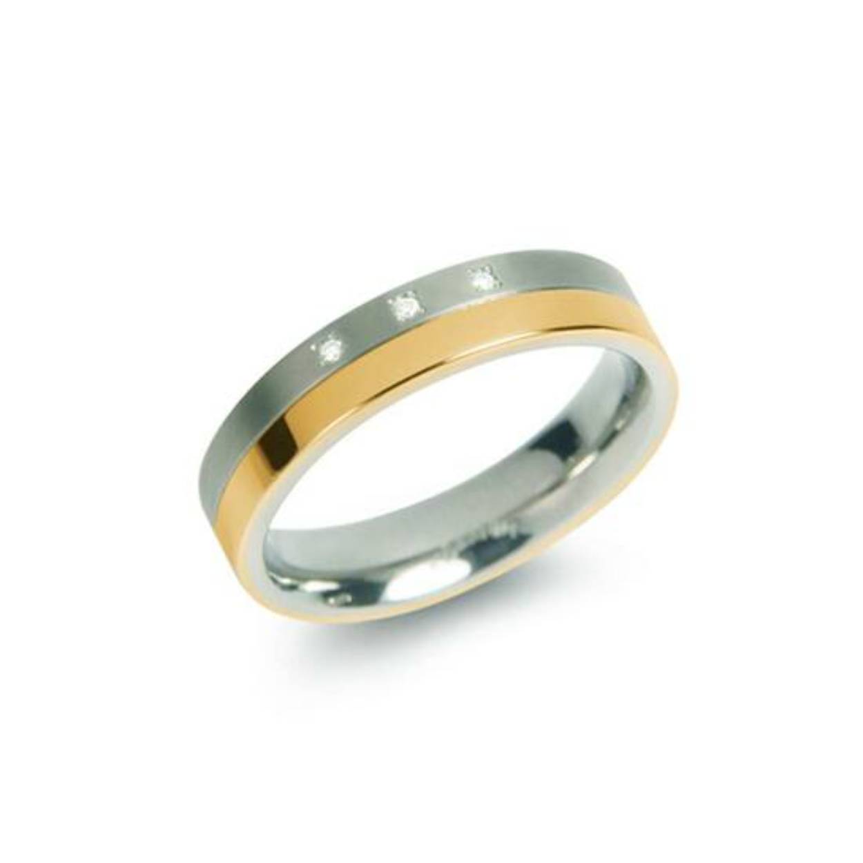 Boccia titanium ring bicolour 3x diamant - 0.015 crt
SI 1 