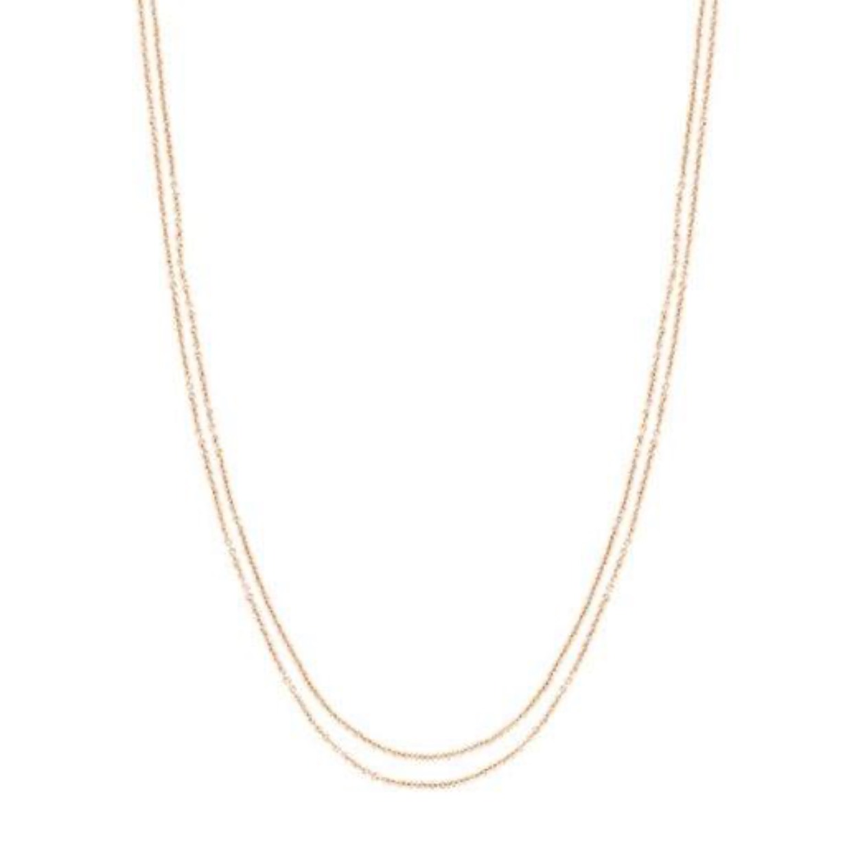 Dit 14 karaats rosé gouden collier met een fijne schakel heeft een lengte van 45 centimeter. De rosé gouden ketting bestaat uit twee strengen en is geschikt voor hangers van Blush, maar kan ook zo gedragen worden als stijlvolle en sophisticated accessoire.
