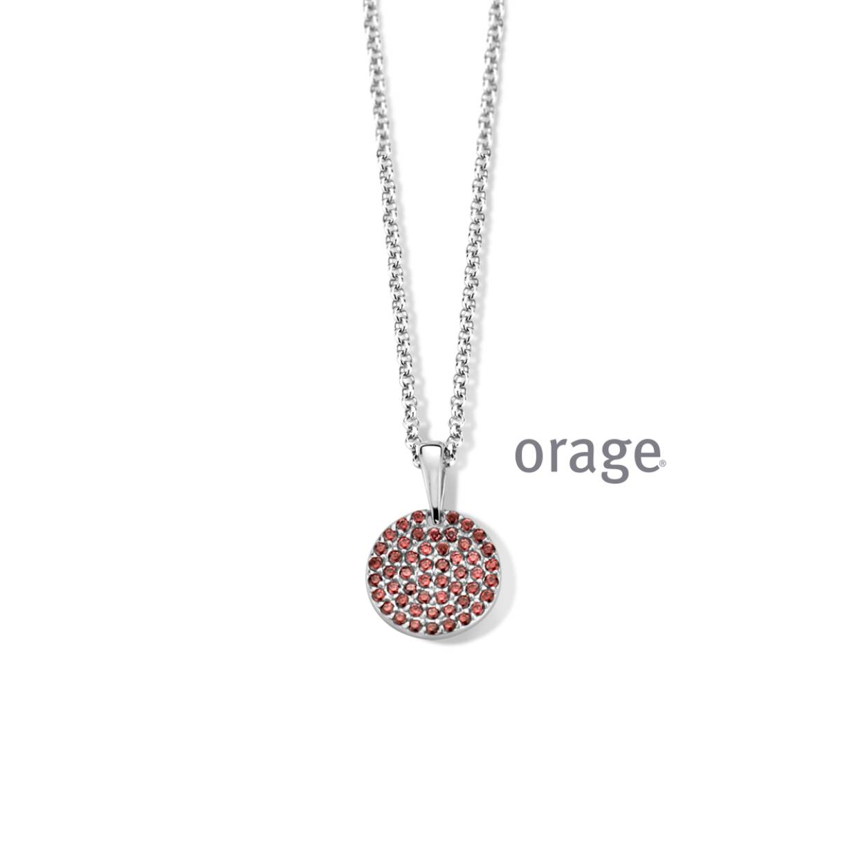 Orage collier zilver met fushia steentjes