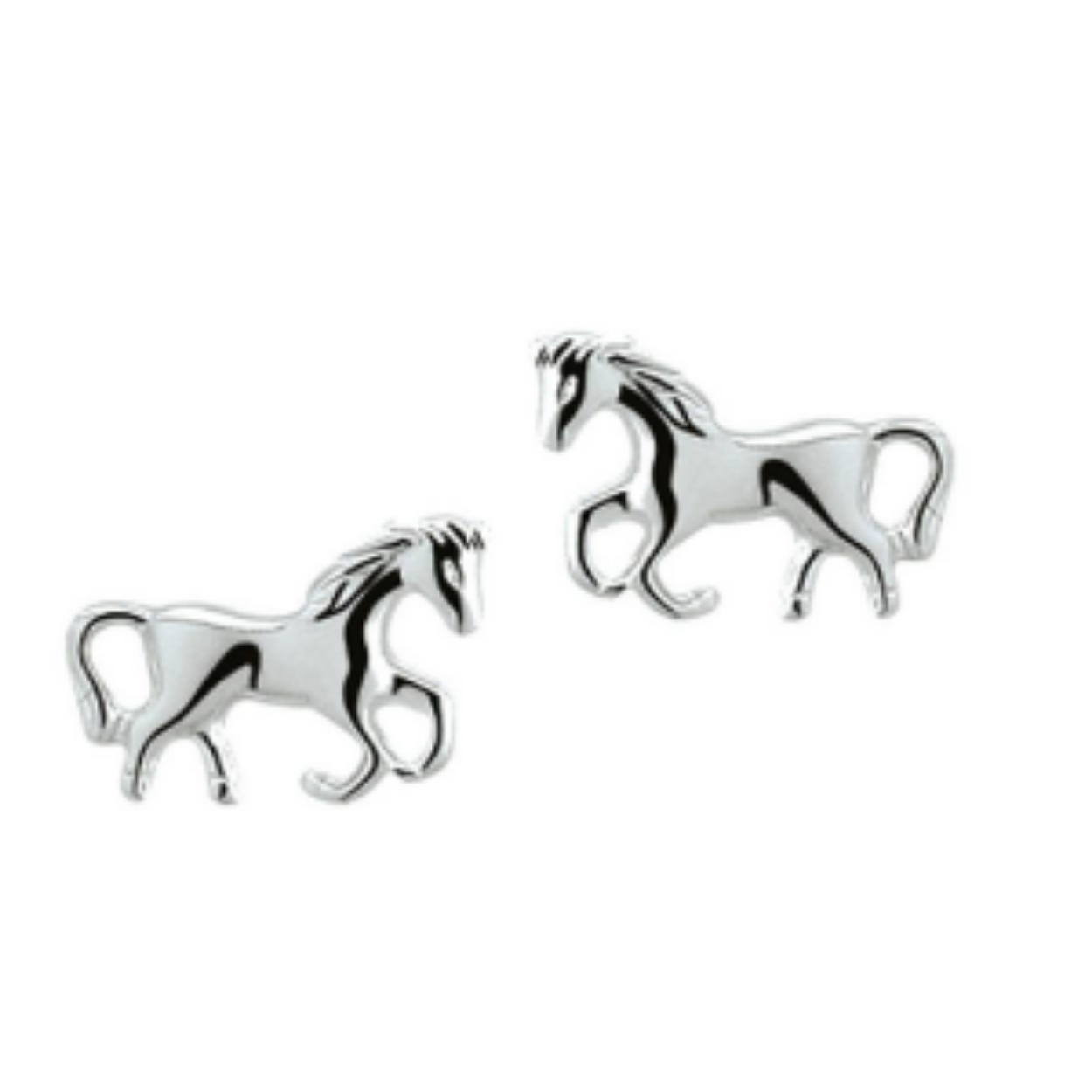Zilveren oorknoppen met een paard.