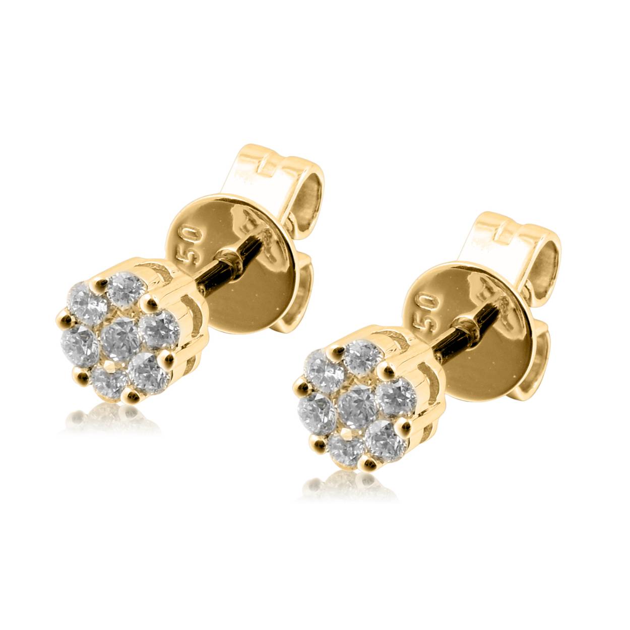 14k geelgouden oorknop rozet met diamant