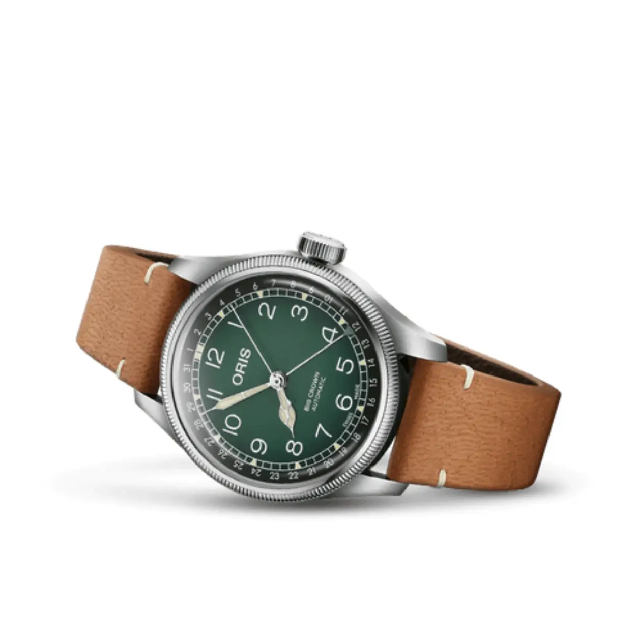 De Oris x Cervo Volante is een samenwerking tussen Oris en de producent van duurzaam hertenleer: Cervo Volante. Het horloge is een Big Crown Pointer Date uitgevoerd met 754 caliber uurwerk.