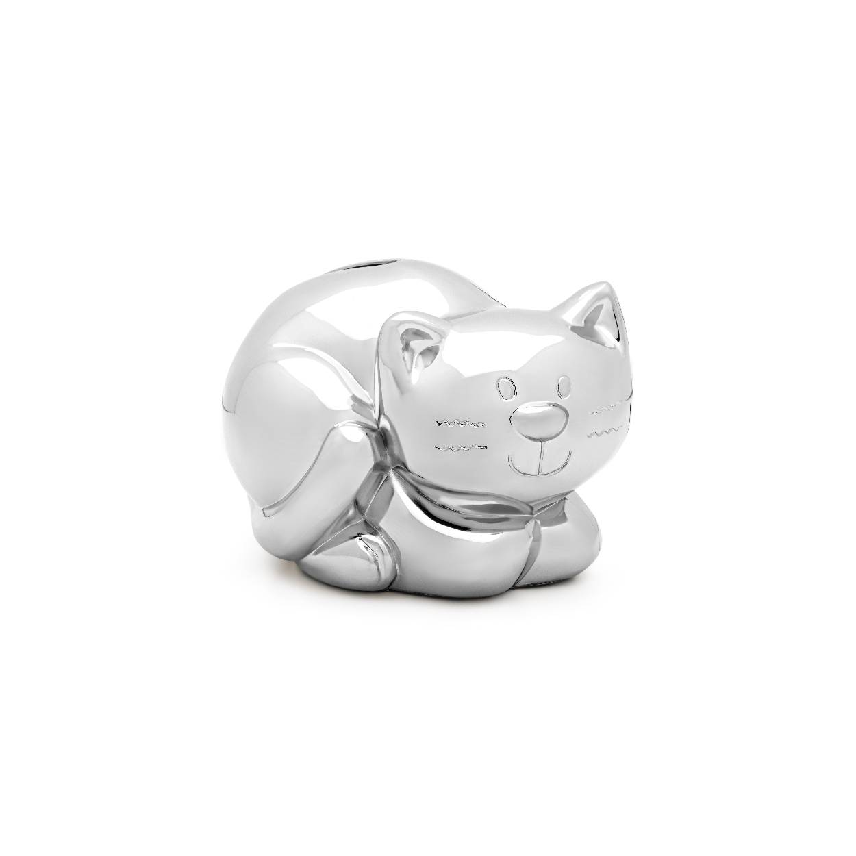 Verzilverde spaarpot "poes"