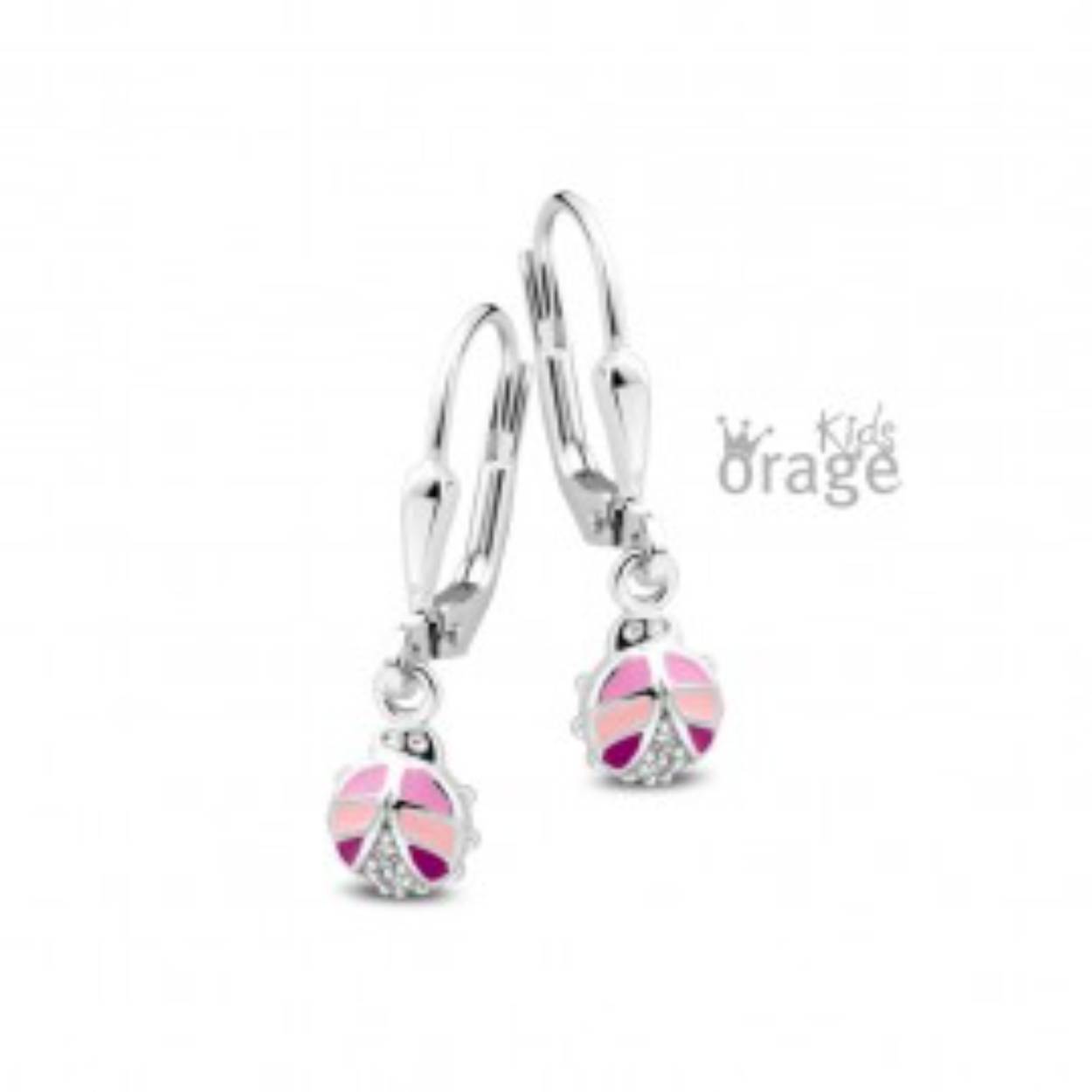 Orage Kids oorhangers lieveheersbeestje roze 
