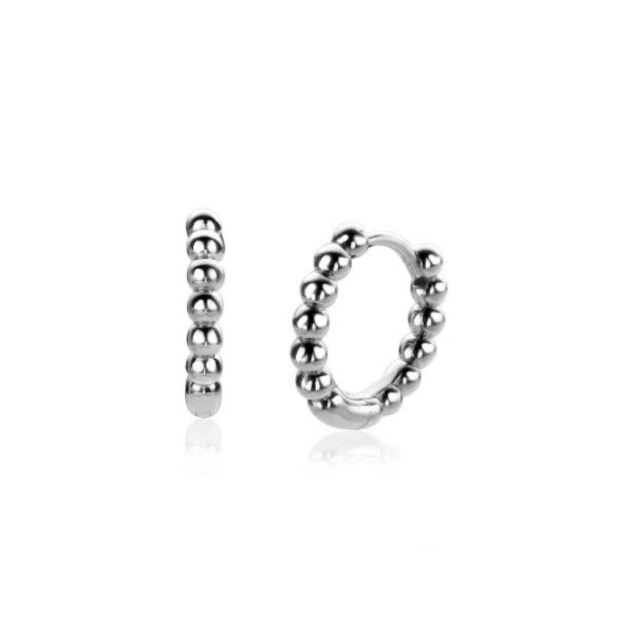 ZINZI zilveren oorringen 13,5mm met bolletjes motief van 2,5mm breed. Voorzien van een luxe scharniersluiting. Deze oorringen zijn te combineren met al onze oorbedels. De oorsieraden zijn vervaardigd van eerste gehalte zilver (925) en voorzien van een extra rodiumlaag.