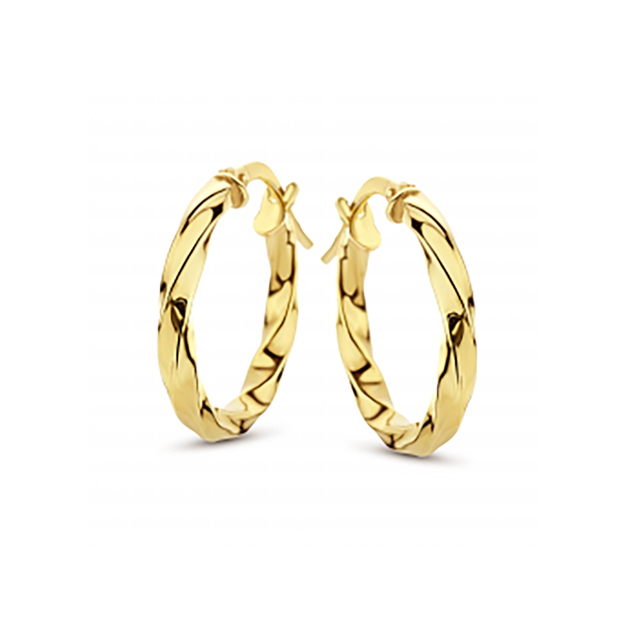 gouden oorringen met zilveren kern, getorst 20mm