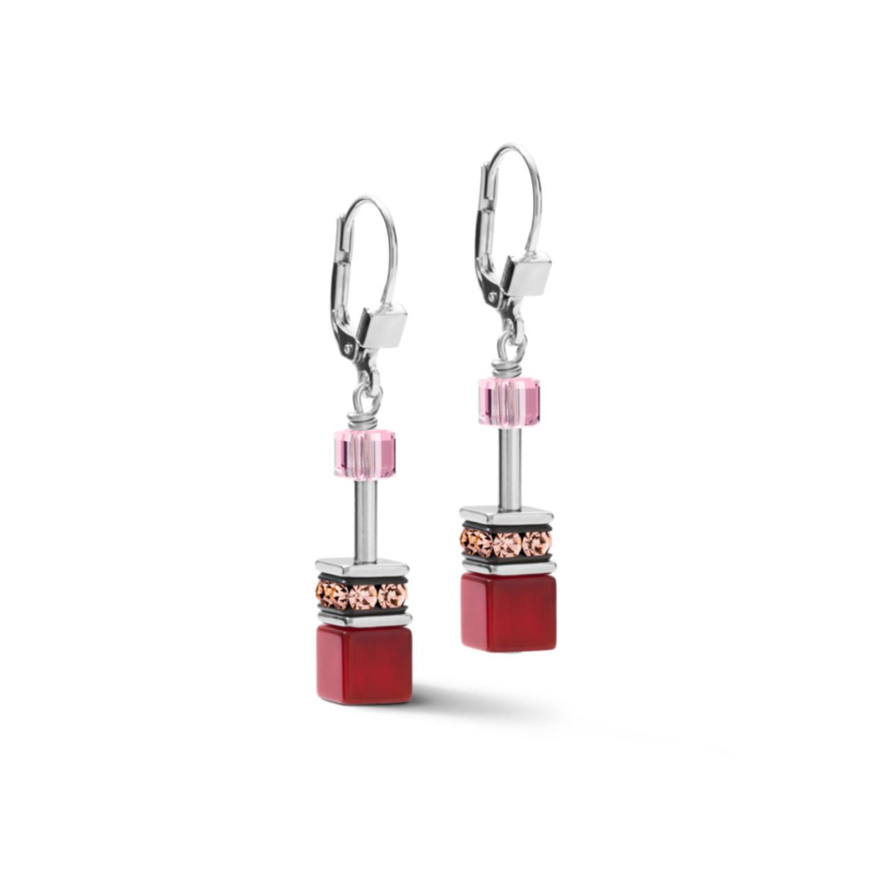 Coeur de Lion oorhangers, roze/rood
