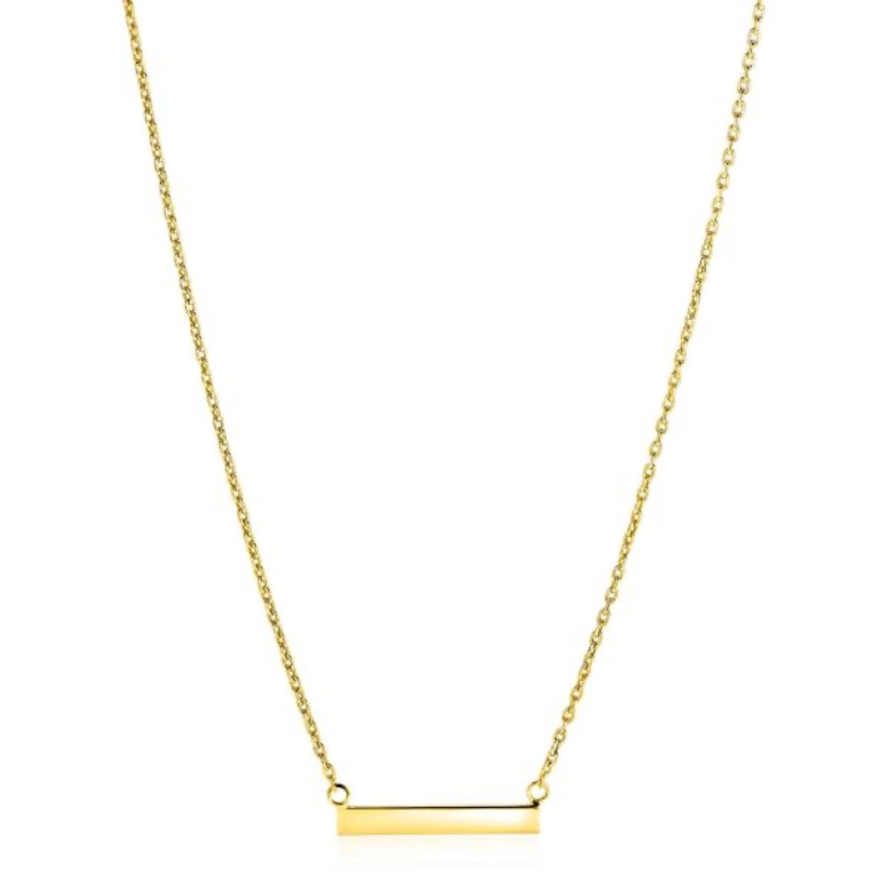 ZINZI gold plated zilveren ketting 45cm met glanzend plaatje om te graveren ZIC2344G