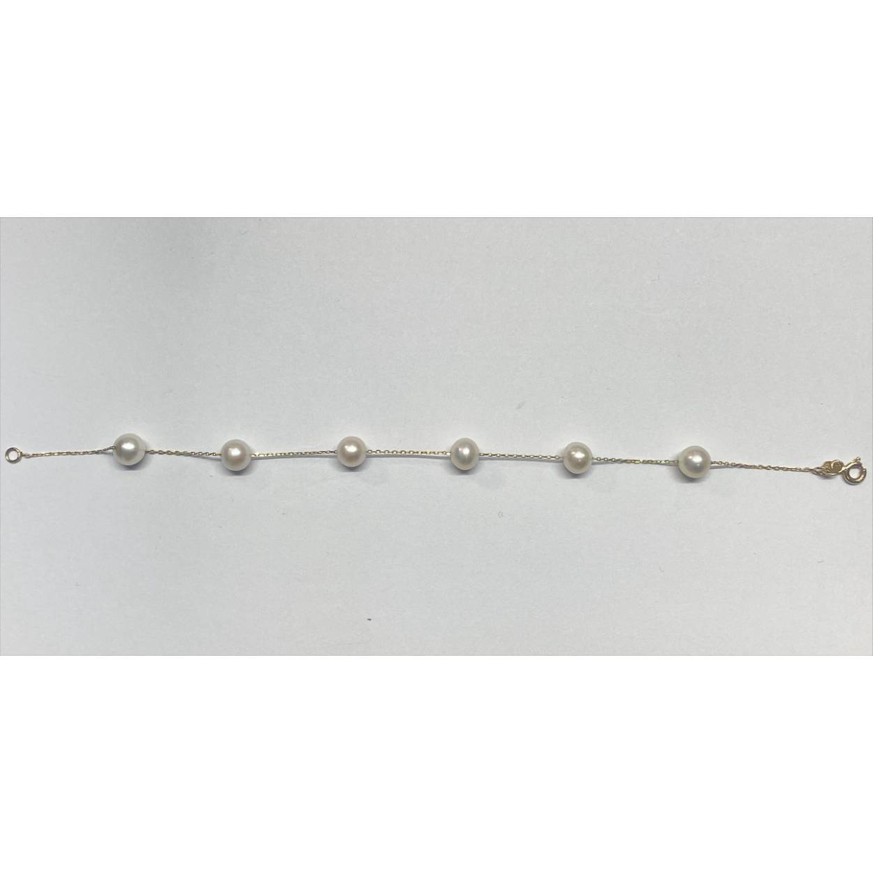 14 Karaat geel gouden armband ruwe parel. 