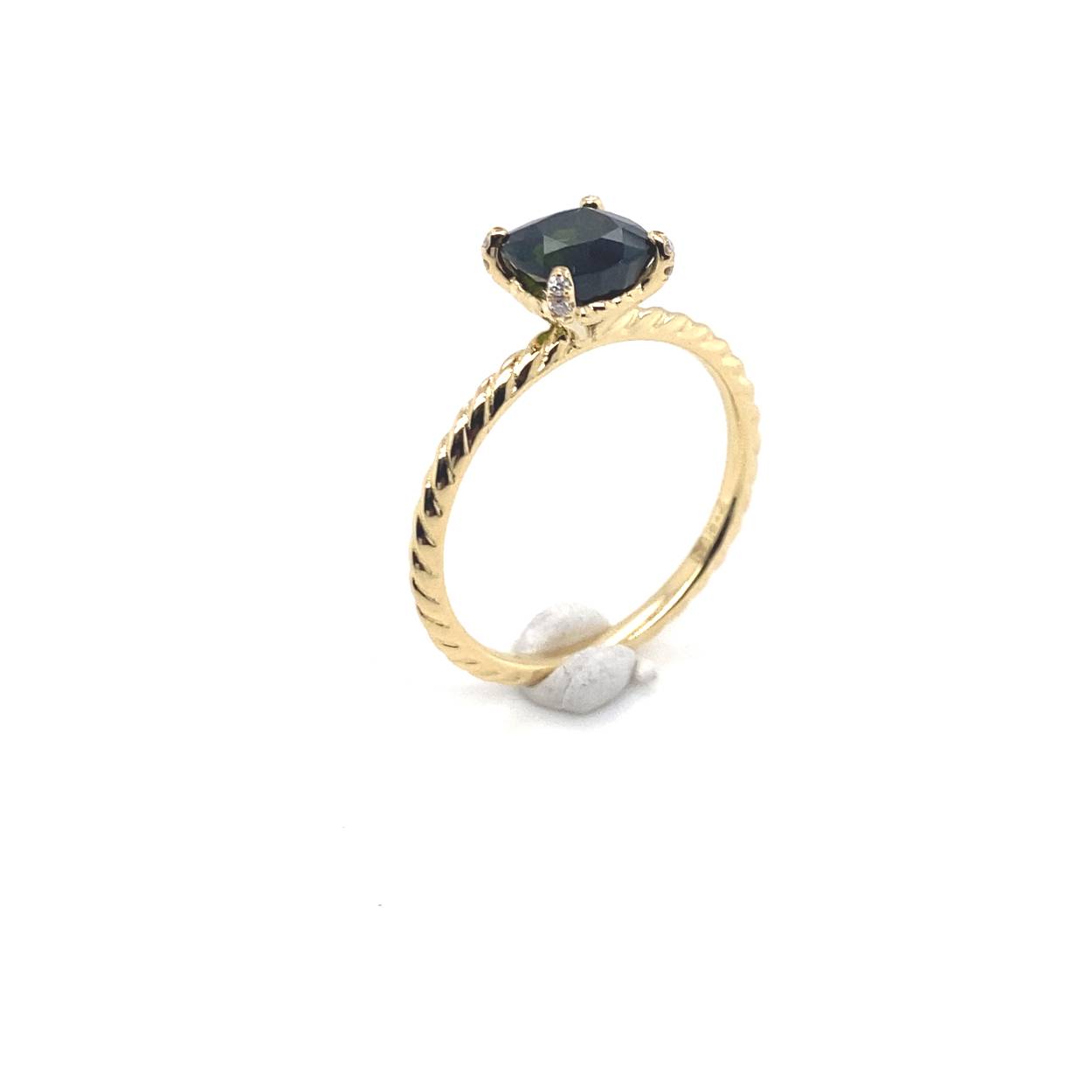 18 krt geelgouden R&C ring model Romance met groen toermalijn