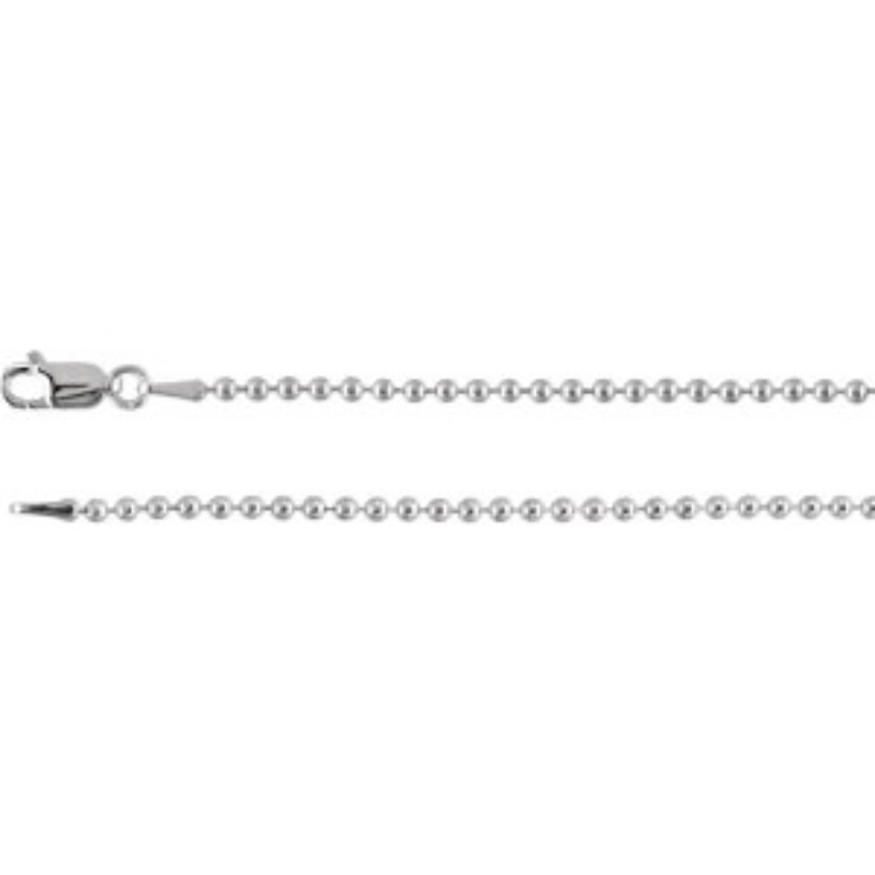 14k witgouden bolletjesketting op 60cm lengte