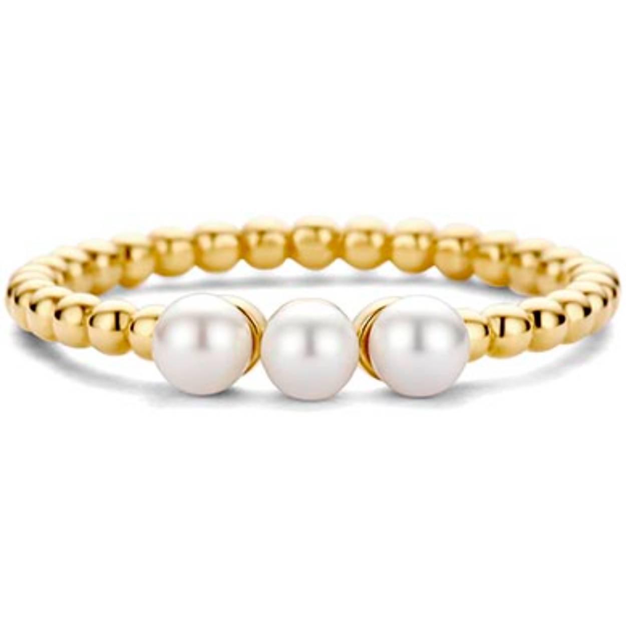 Gouden fantasie ring met parel 