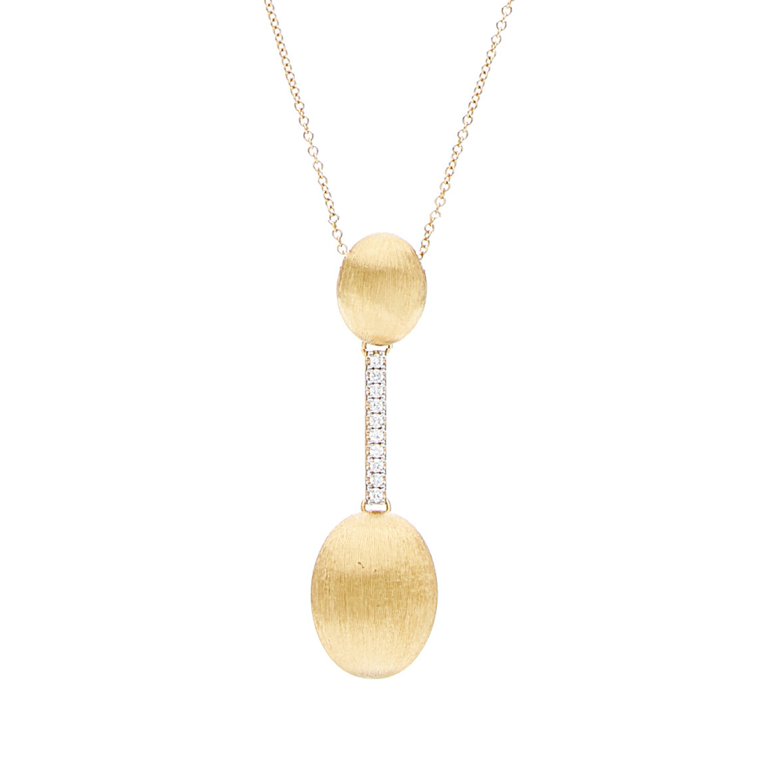 In deze 18-karaats gouden ketting met diamanten komen vakmanschap, techniek en passie samen in poëzie.