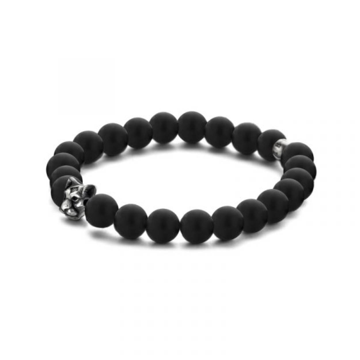 Mooie kralen armband van echte stenen met staal element van het merk Kaliber. De armband is rekbaar en past bij iedere look. Perfect te mixen en matchen met de andere sieraden van Kaliber.
