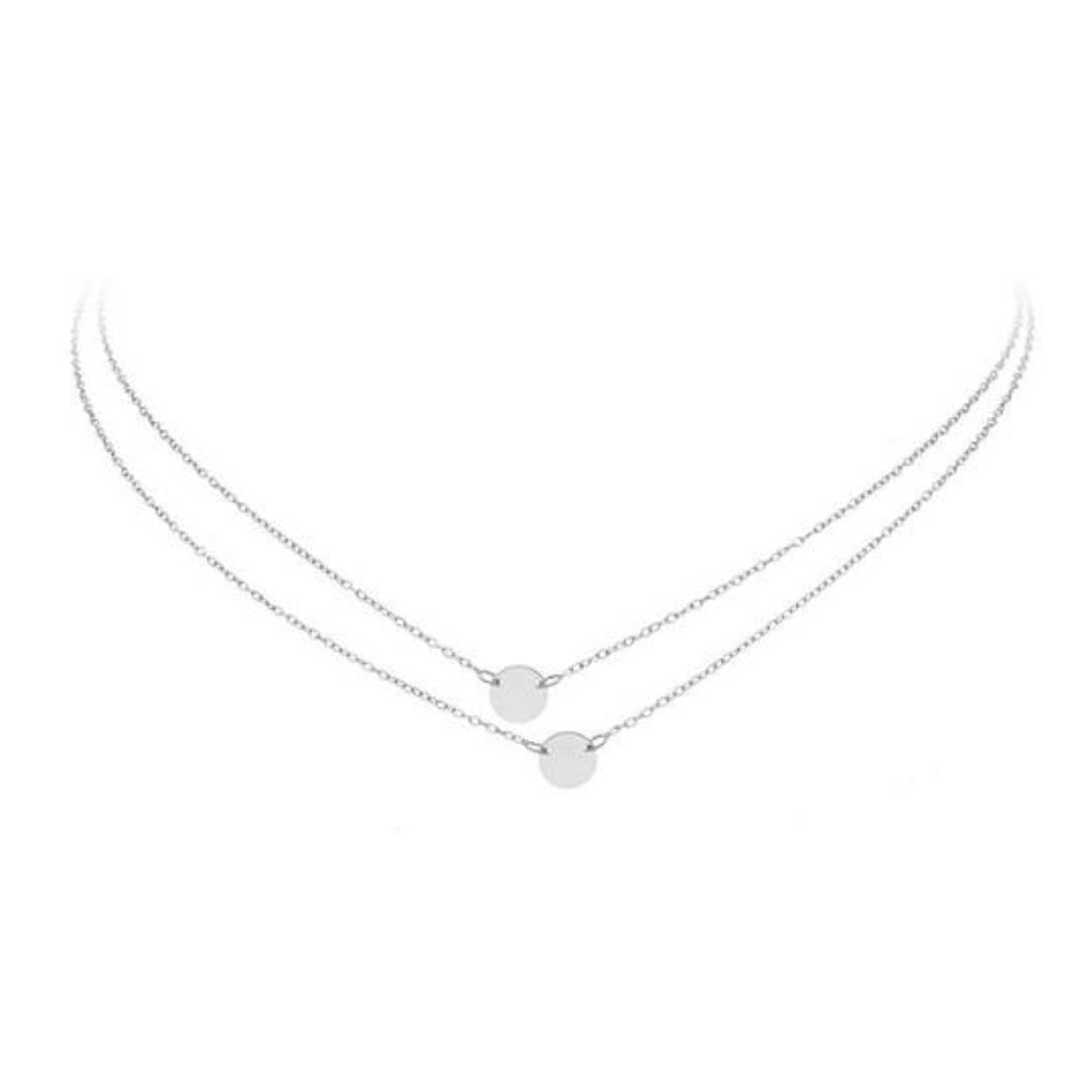 DUBBEL COLLIER PLAATJES - ZILVER - RD - 40/43CM - 2,2GR