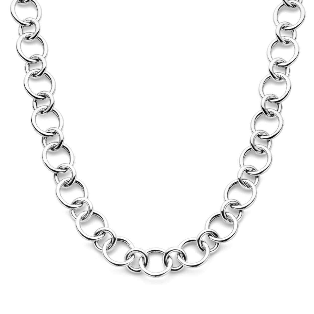 Gerhodineerd 925 zilveren collier met een draaglengte van 46cm. De schakelbreedte is 17mm. Uitgevoerd met een karabijn sluiting.