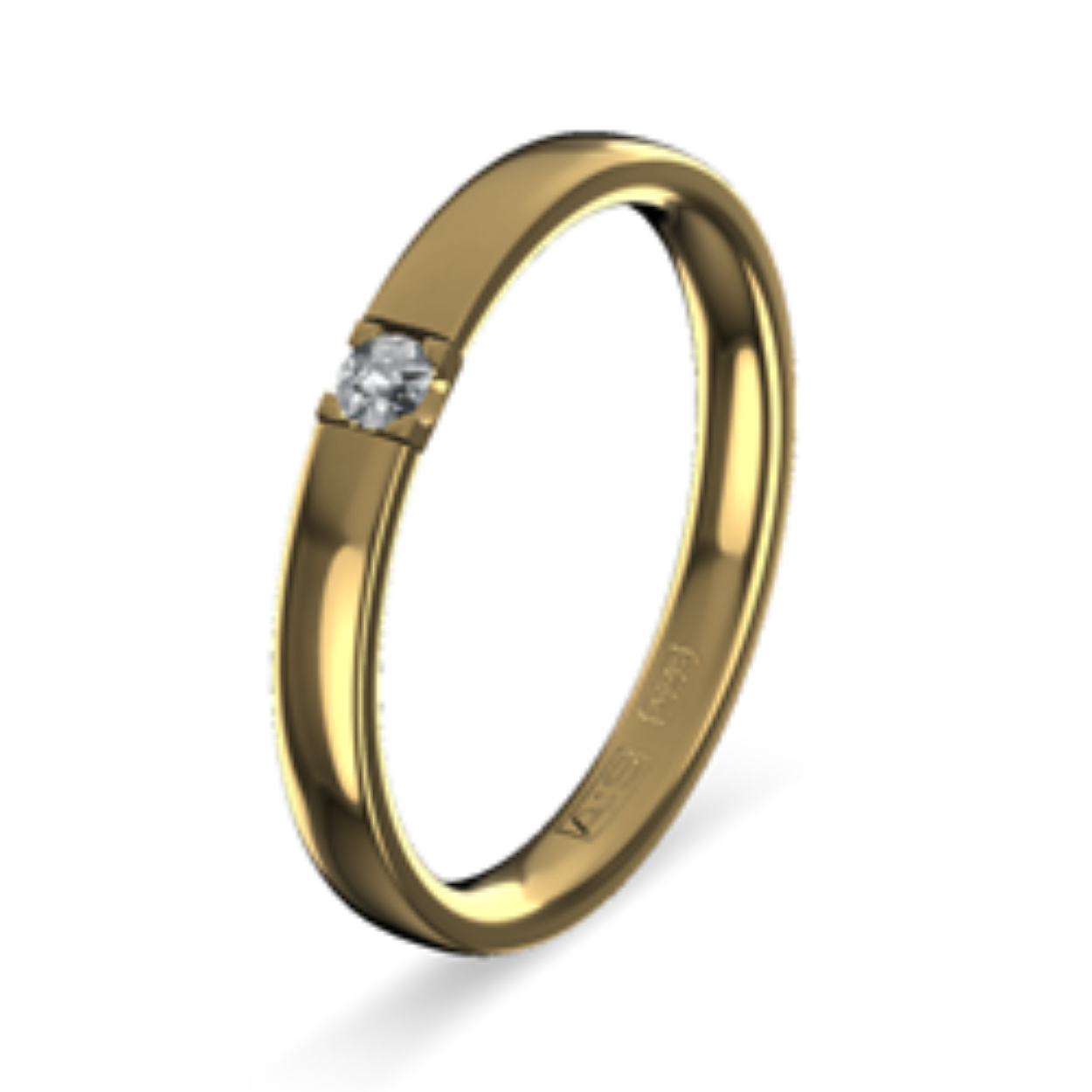 14K memoire ring met 1 diamant van 0.05ct.