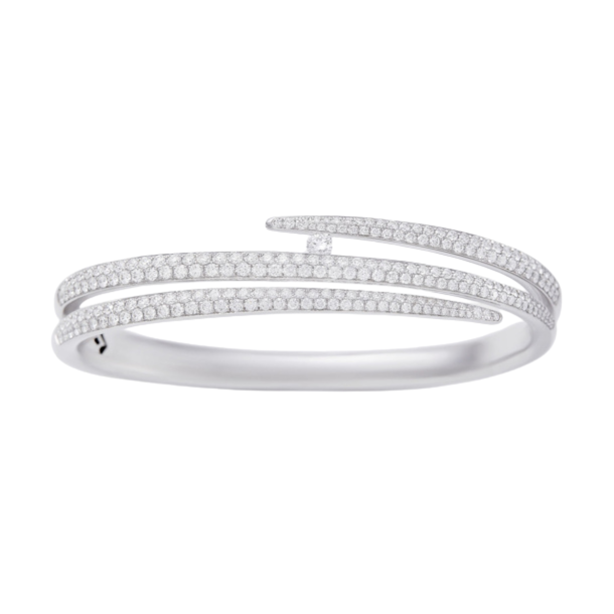 Witgouden armband met een centrale diamant van 0.14ct en zijdiamanten van 2.97ct.