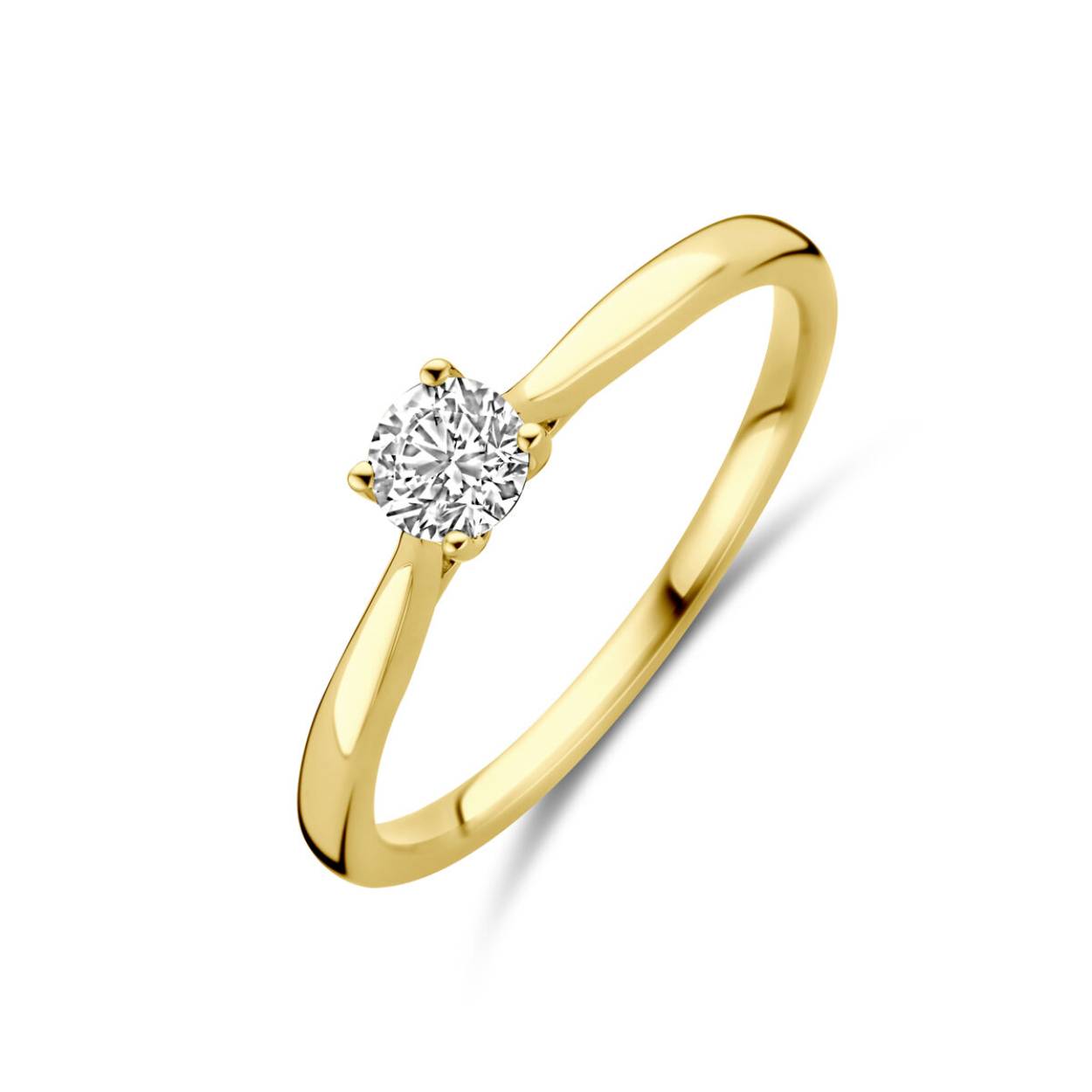 Geelgoud damesring 14kt met Lab Grown 