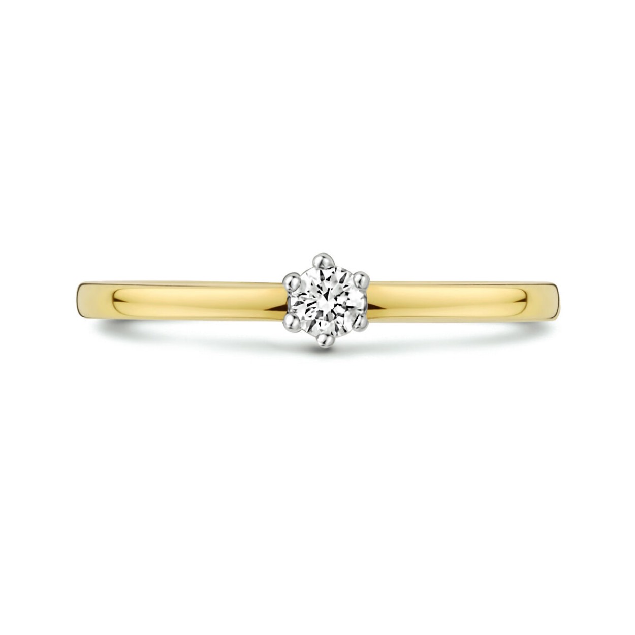 Facet bi-color solitair ring met diamant 0,10crt H-SI