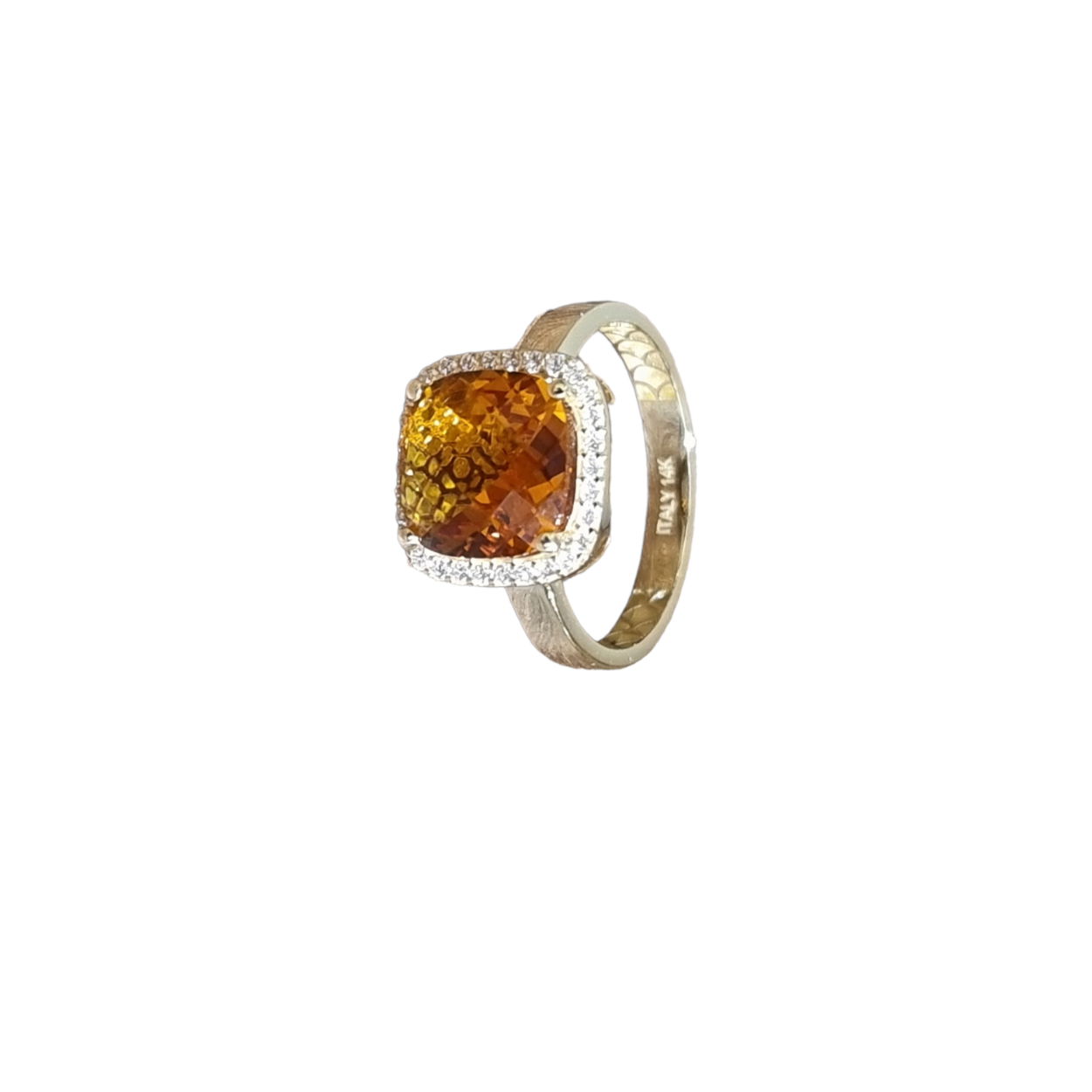 14k gouden ring met zirkonia stenen. handgemaakt in onze atelier 