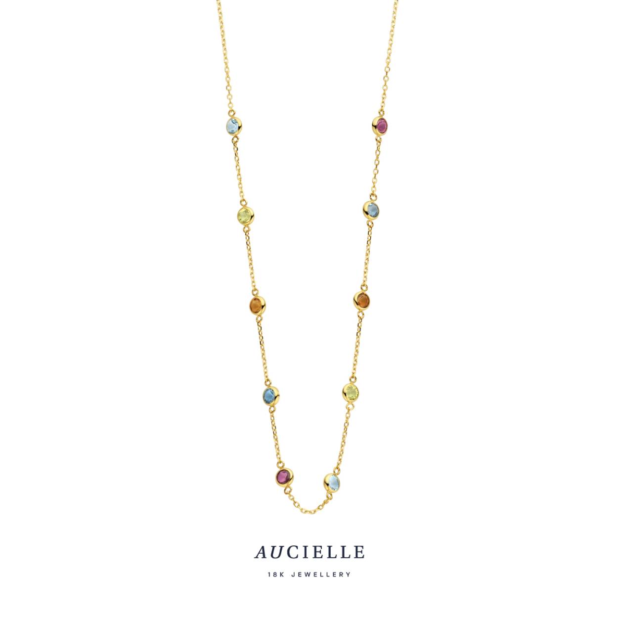 AuCielle Collier goud 18k Kleurstenen