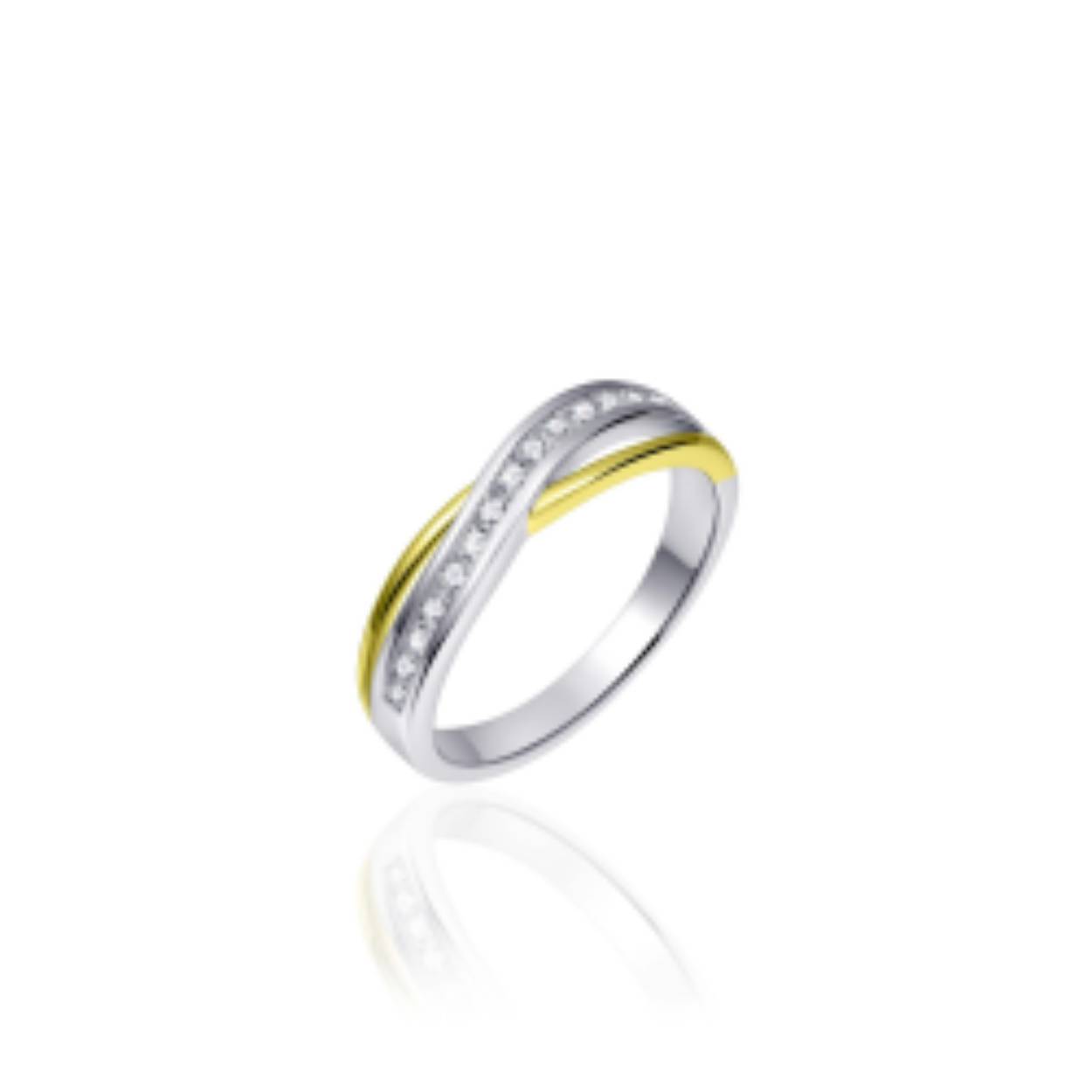 zilveren ring, met geelgoud vergulde accenten