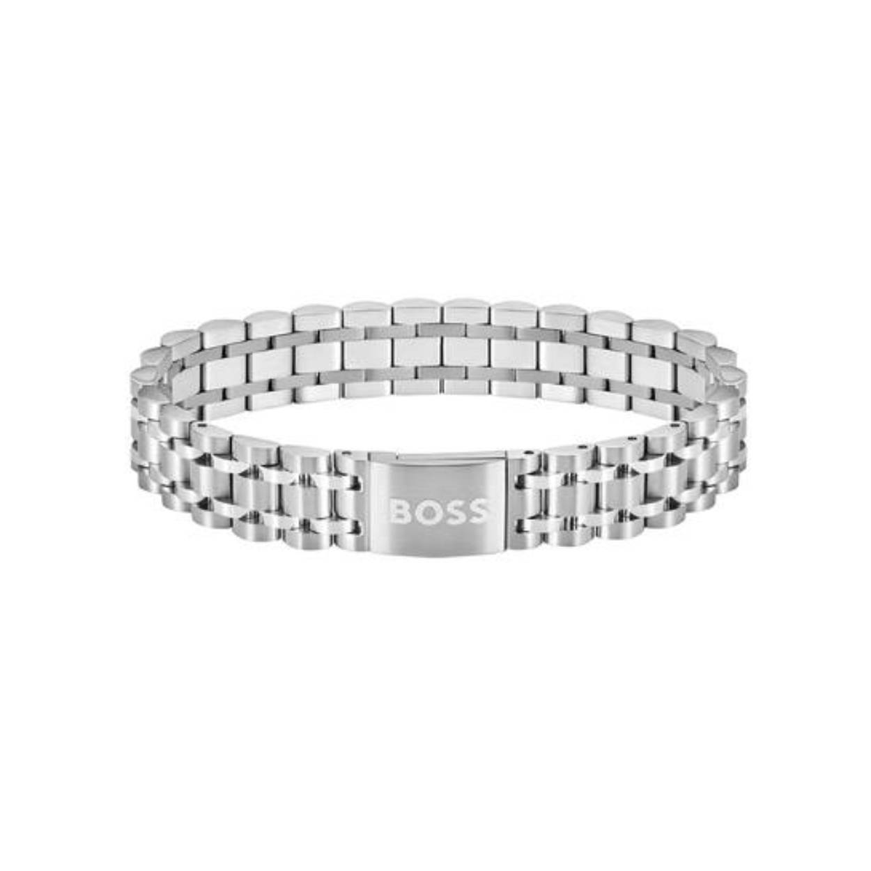 BOSS JEWELS HBJ1580644 OWAN Mannen Armband 19cm
Deze armband van BOSS uit de OWAN serie met artikelnr. HBJ1580644 is een stoer sieraad voor de echte BOSS klant. De stalen zilverkleurige armband heeft een fijne mat glanzende schakelband en sluit met een magneetsluiting. In het midden van de armband zit een zilverkleurige tussenschakel die goed opvalt in het geheel. Op de schakel staat het BOSS logo gegraveerd. De armband heeft een lengte van 19cm en is goed te combineren met andere sieraden van BOSS. 

Het merk:
HUGO BOSS is afgestemd op levensstijlen waar het gaat om kwaliteit en precisie. Het wereldwijde fashionlabel is verdeeld in twee merken: BOSS en HUGO. Het merk BOSS biedt geavanceerde, moderne horloges gericht op kwaliteit en design om een onberispelijke look te creëren – of het nu zakelijk, casual of sportief is. Ontdek de nieuwe horlogecollectie die bewijst dat details echt het verschil maken.

Specificaties:
- Artikelnr: HBJ1580644
- Schakelarmband
- Materiaal: Staal
- Zilverkleurig
- Lengte: 19cm