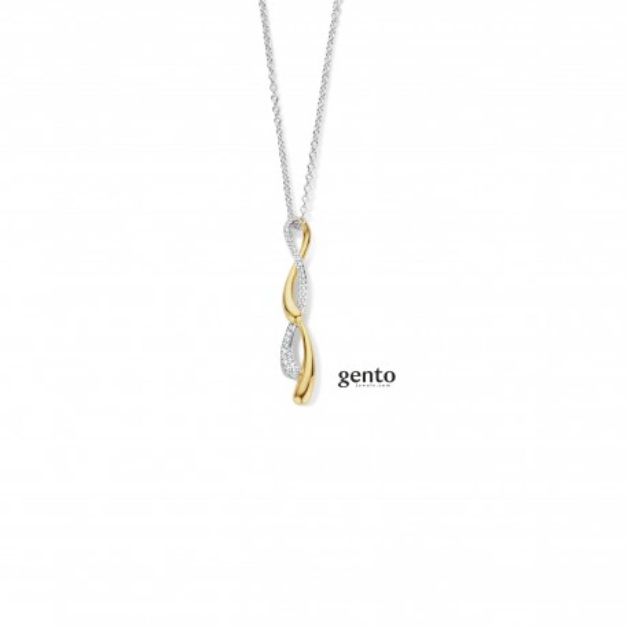 Bicolor zilveren ketting met zirc gento