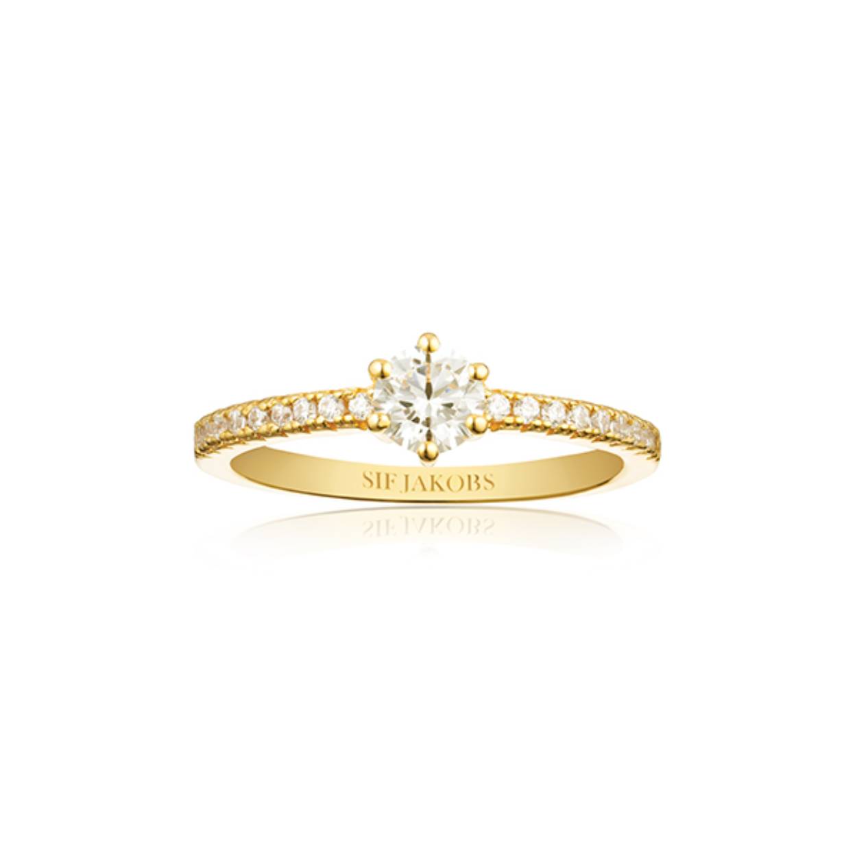 Sif Jacobs zilveren ring 18k goldplated, model Ellera, met zirkonia.
In diverse maten leverbaar. 