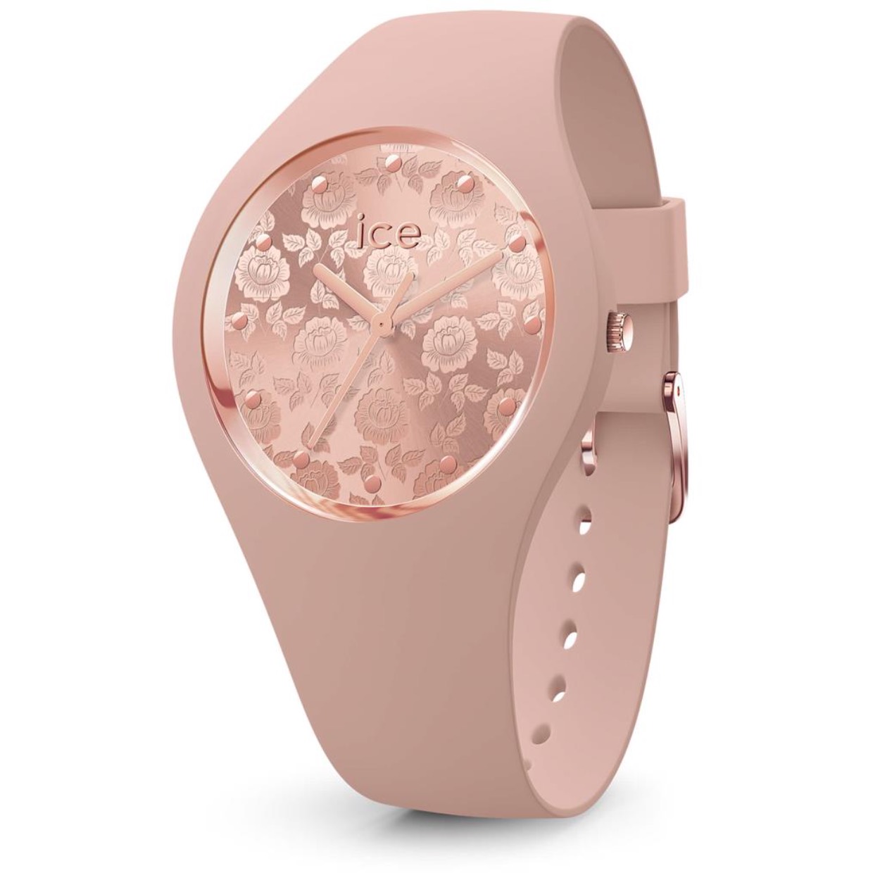 Ice Flower in de kleur 'Blush chic'
Maat M: 40 mm kastgrootte
Siliconen band in de kleur 'oudroze', rosékleurige gesp
Gebloemde wijzerplaat
Waterdichtheid: 10 ATM