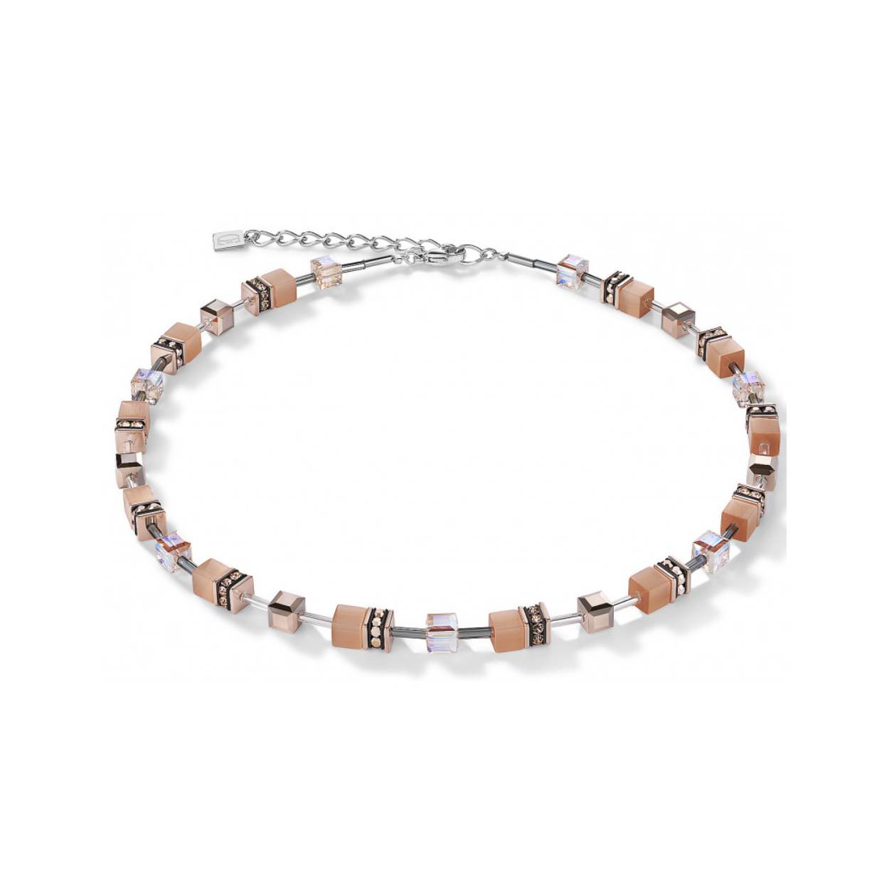 Collier van het merk Coeur de Lion, met een Swarovski-kristal. Dit sieraad bevat de kleur perzik