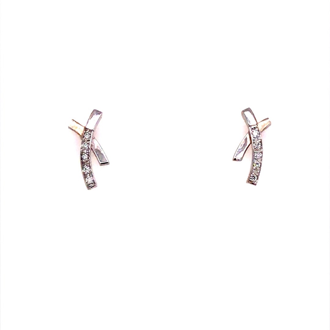 Alexander juwelier 14krt witgouden oorstekers met diamant