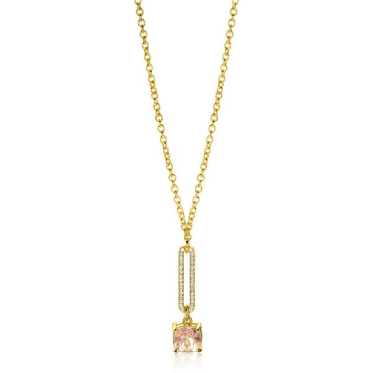 zilveren Zinzi collier, verguld ovaal+ roze zirconia