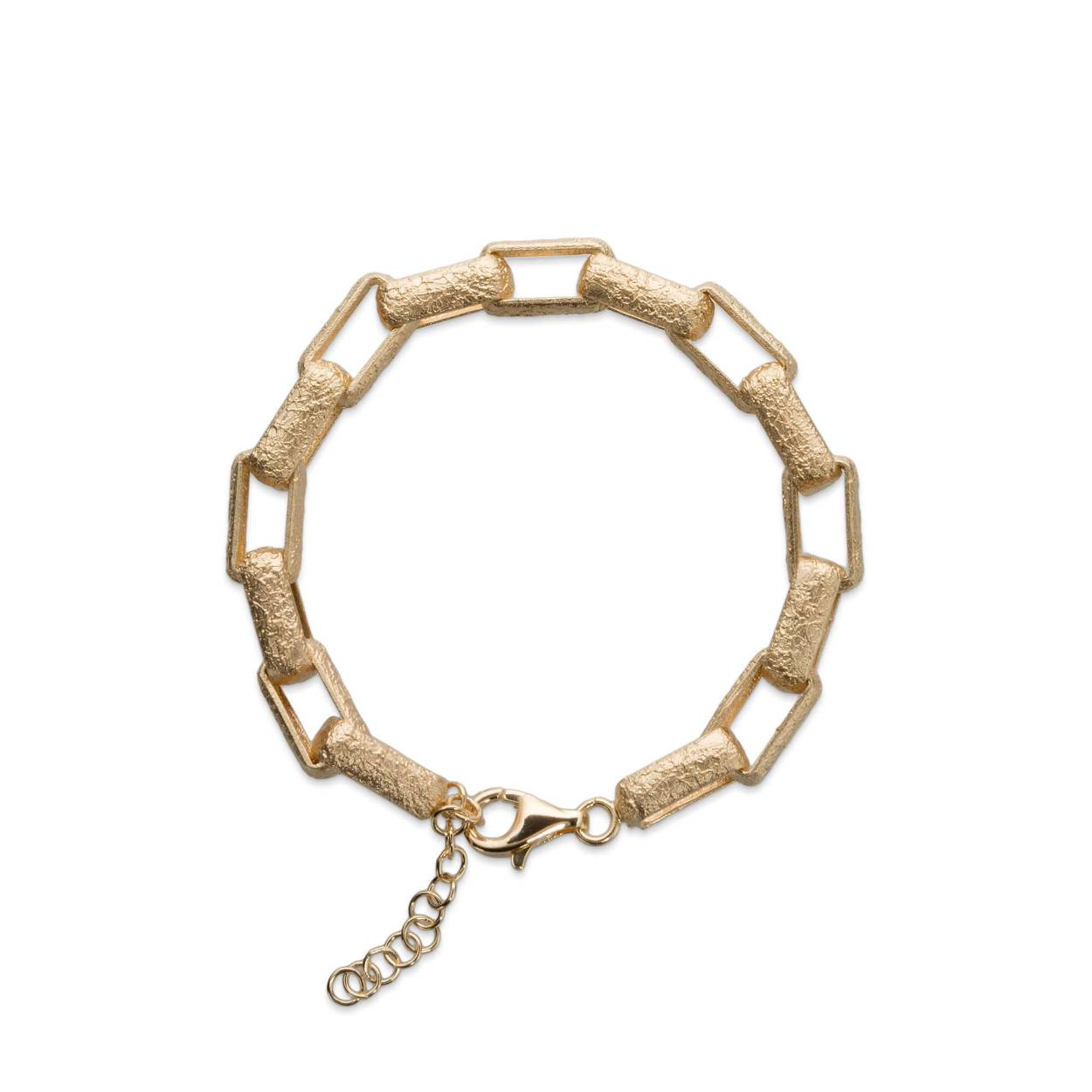 Zilveren schakelarmband geelgoud verguld op 19 cm lengte