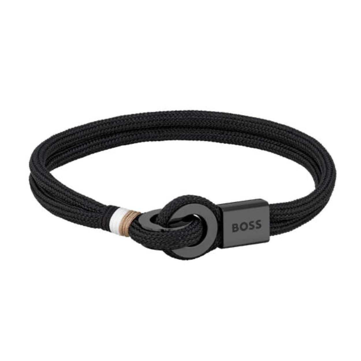 BOSS JEWELS HBJ1580472M THAD CLASSIC Mannen Armband 19cm
Deze armband van BOSS uit de Thad Classic serie met artikelnr. HBJ1580472M is een stijlvol sieraad voor de BOSS klant. De gevlochten zwarte nylon heren armband heeft een stalen magneet sluiting waar de nylon lus zich omheen sluit. Op de armband zit naast het slot  een staal plaatje met het BOSS logo erop gegraveerd. Als afwerking heeft de armband gedraaid nylon aan de andere kant van het slot. De armband is goed te combineren met andere sieraden van BOSS. 

Het merk:
HUGO BOSS is afgestemd op levensstijlen waar het gaat om kwaliteit en precisie. Het wereldwijde fashionlabel is verdeeld in twee merken: BOSS en HUGO. Het merk BOSS biedt geavanceerde, moderne horloges gericht op kwaliteit en design om een onberispelijke look te creëren – of het nu zakelijk, casual of sportief is. Ontdek de nieuwe horlogecollectie die bewijst dat details echt het verschil maken.

Specificaties:
- Artikelnr: HBJ1580472M
- Zwarte gevlochten armband
- Materiaal: Nylon
- Lengte: 19cm