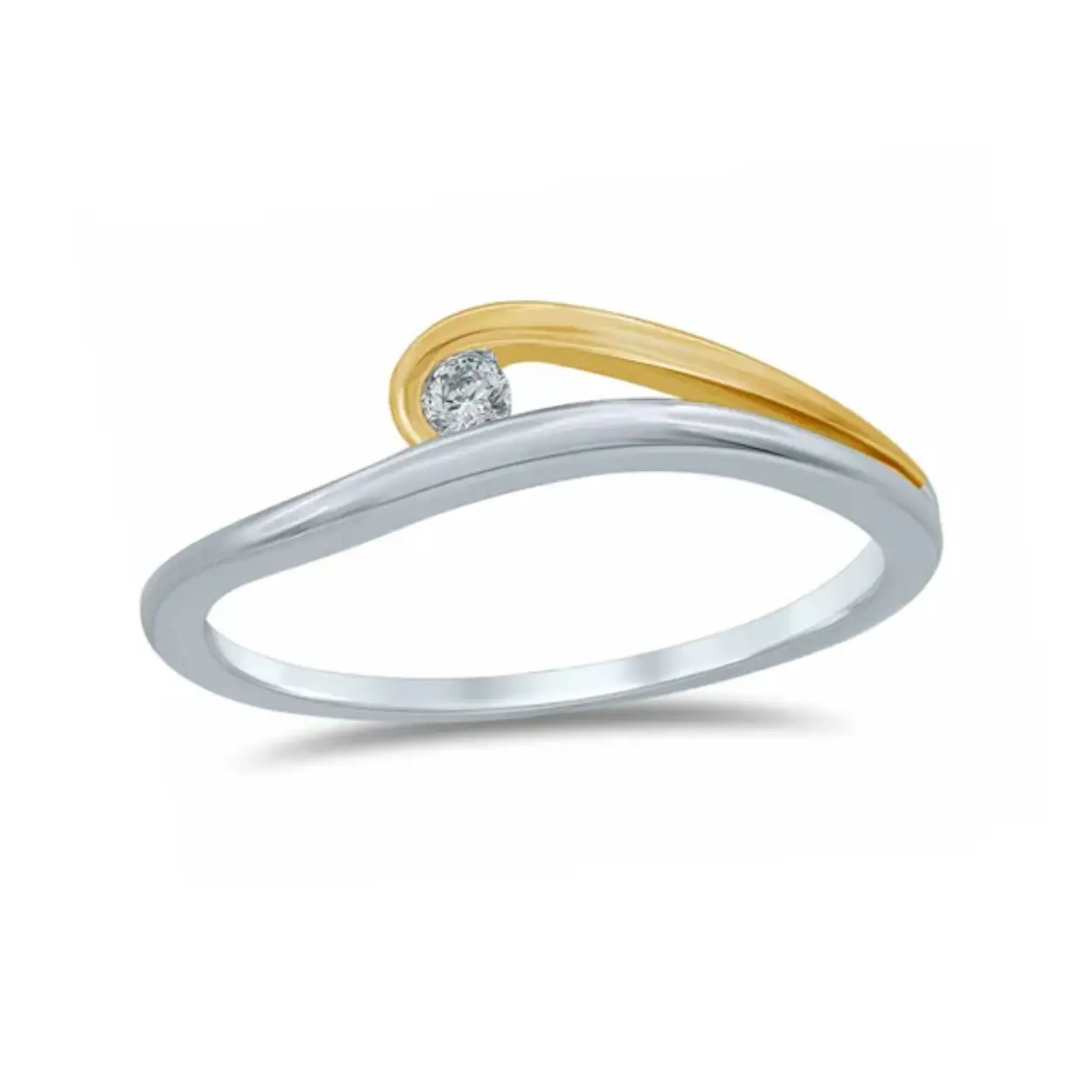 Bicolour fantasie ring met een 0.04 crt briljant.