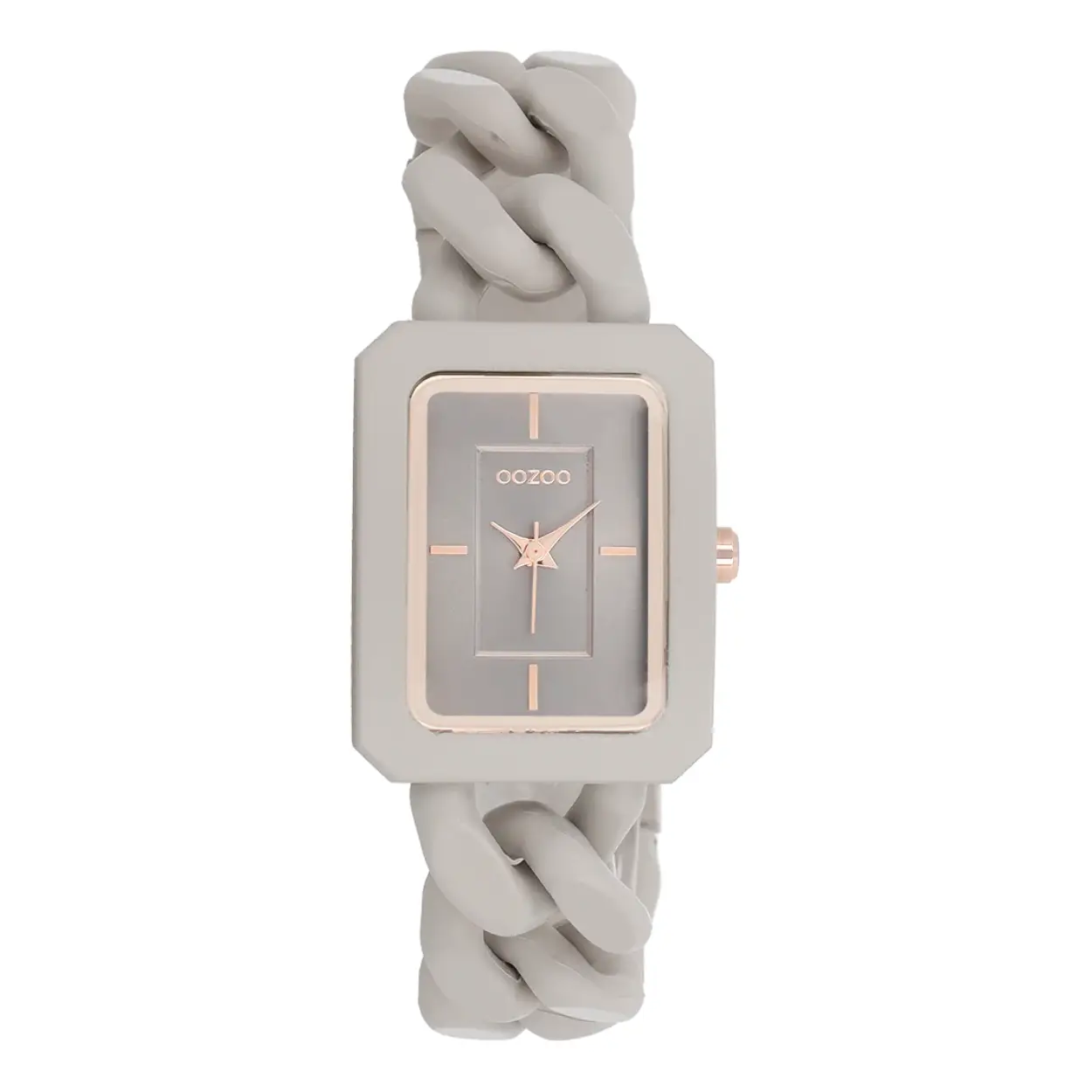 Rosé kleurige OOZOO horloge met taupe schakelarmband - C11275