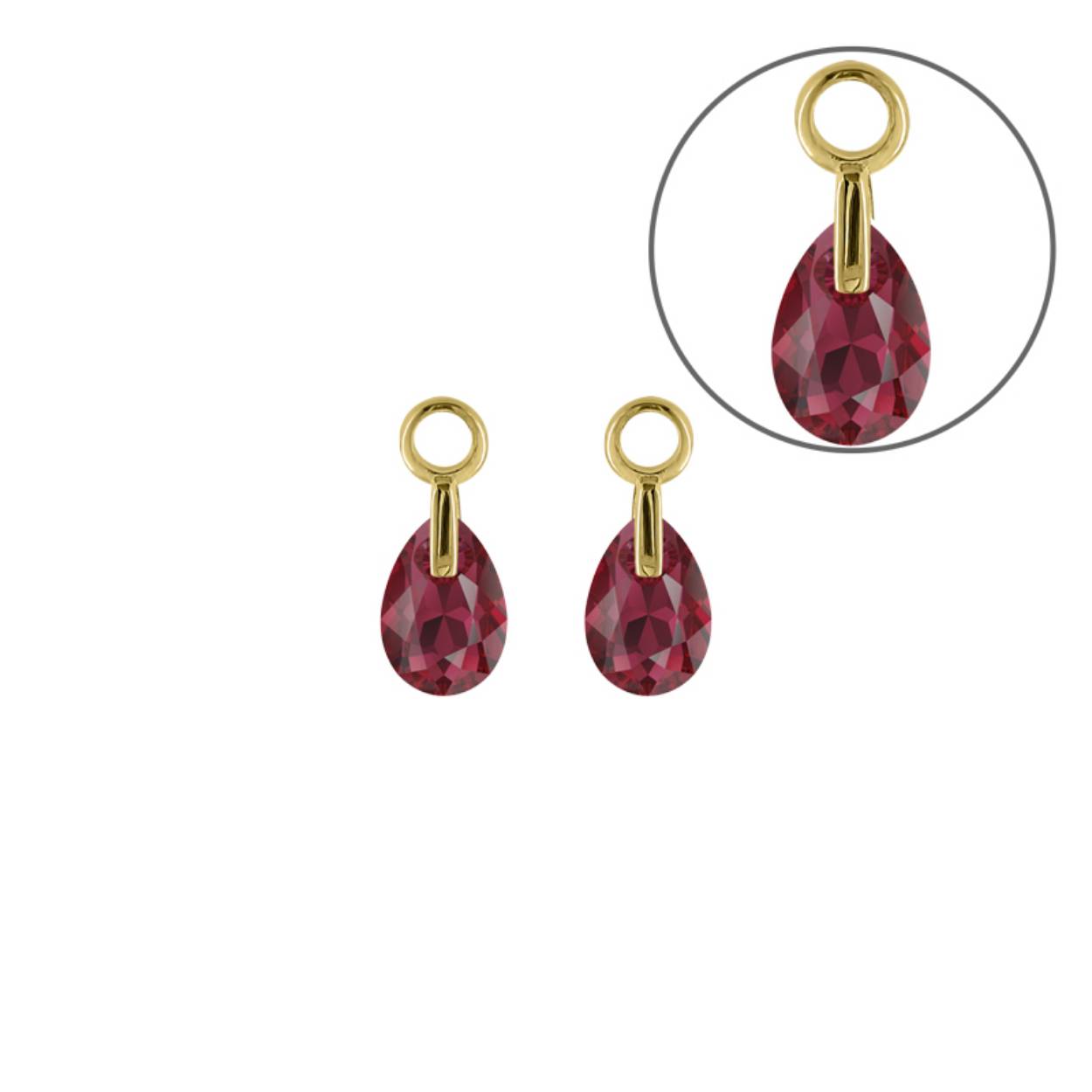 MY iMenso GOLD Creoli Pera pair of earpendant"Brillante crystal" "Scarlet" (14k gold) 9mm