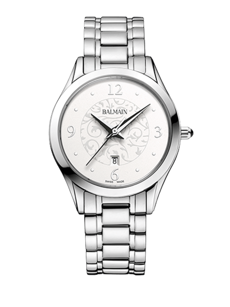 Dit horloge heeft een krasbestendig saffierglas, een arabesque wijzerplaat en is 5 ATM (50m) water resistant.
